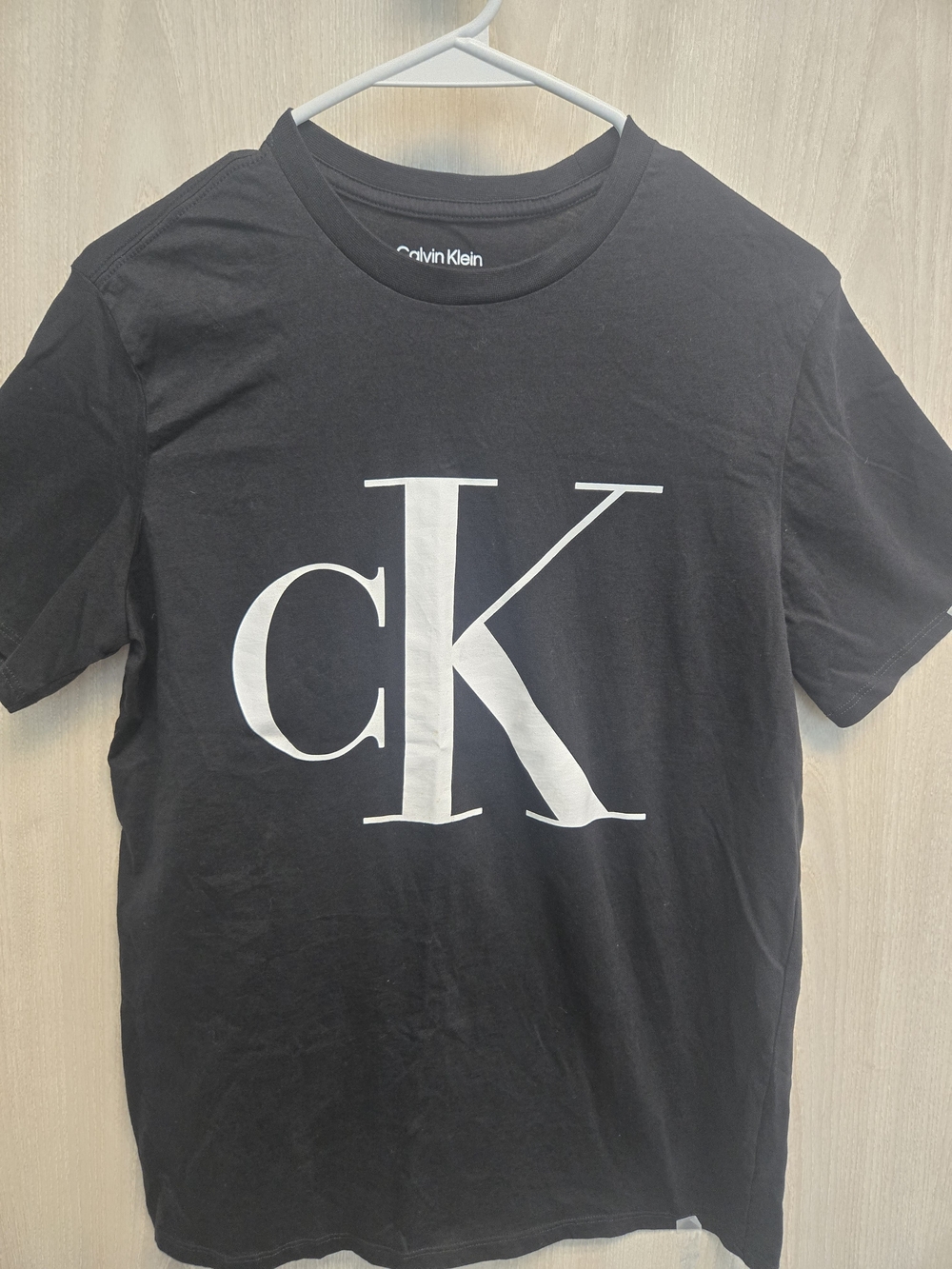 Calvin Klein Black Tee with White CK Logo Size XS